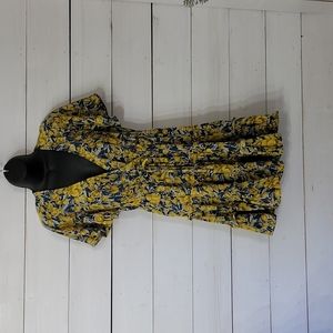Small yellow and blue floral ruffle dress by Shein.